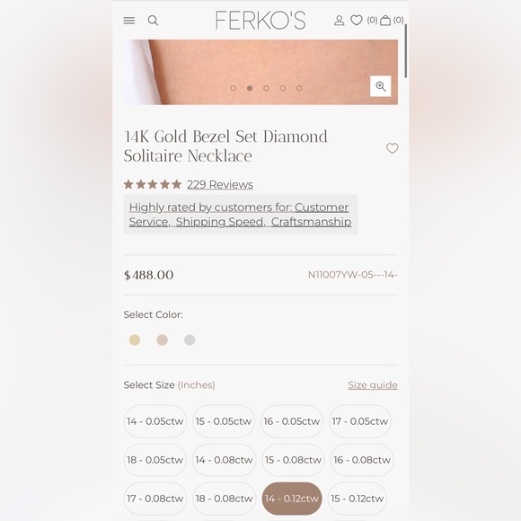 14K Gold Bezel Set Diamond Solitaire Necklace - Picture 11 of 12